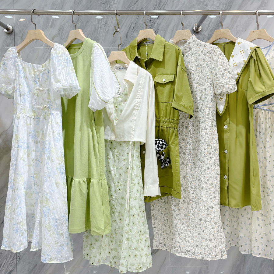 朗斯莉新款春夏女小个子仙女短裙连衣裙品牌折扣女装直播一手货源