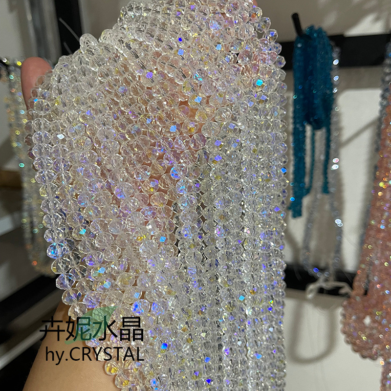 6MM水晶扁珠水晶玻璃珠球珠水晶DIY手链项链耳环发饰辅服头巾配件