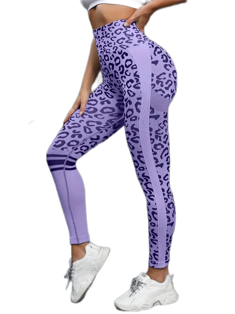 Summer New Tight Seamless High Waist Leopard Print Yoga Pants Women's Outer Wear Running Training Fitness Exercise