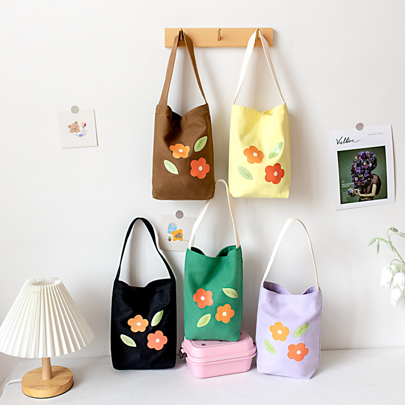 2021 Summer Portable Canvas Bag Female Korean Student Kettle Bag Milk Tea Bag Fashion Mobile Phone Handbag Small Cloth Bag