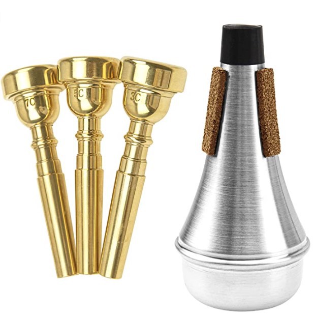 4件套 小号号嘴 3c 5c 7c 小号弱音器 铜号嘴