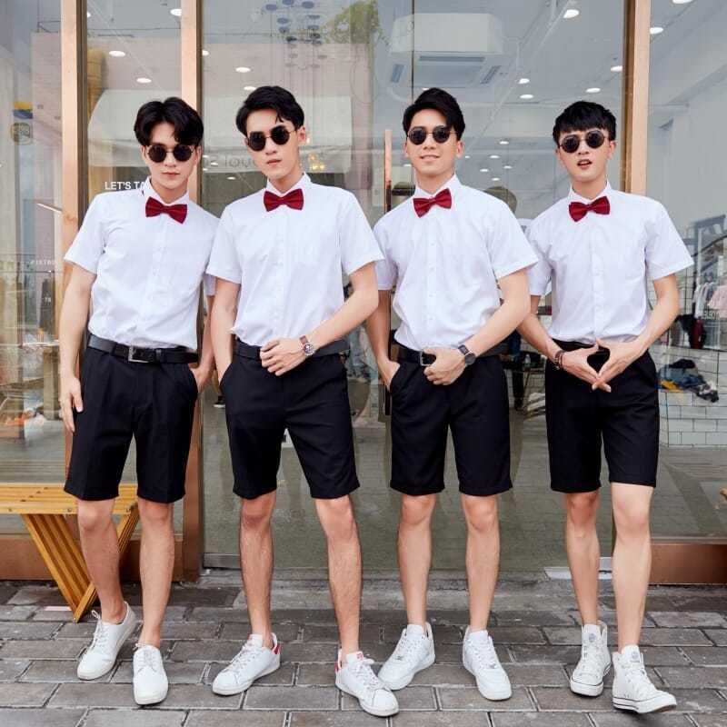 夏季伴郎团服装男兄弟团短袖衬衫西服套装新郎结婚礼服西装短裤夏