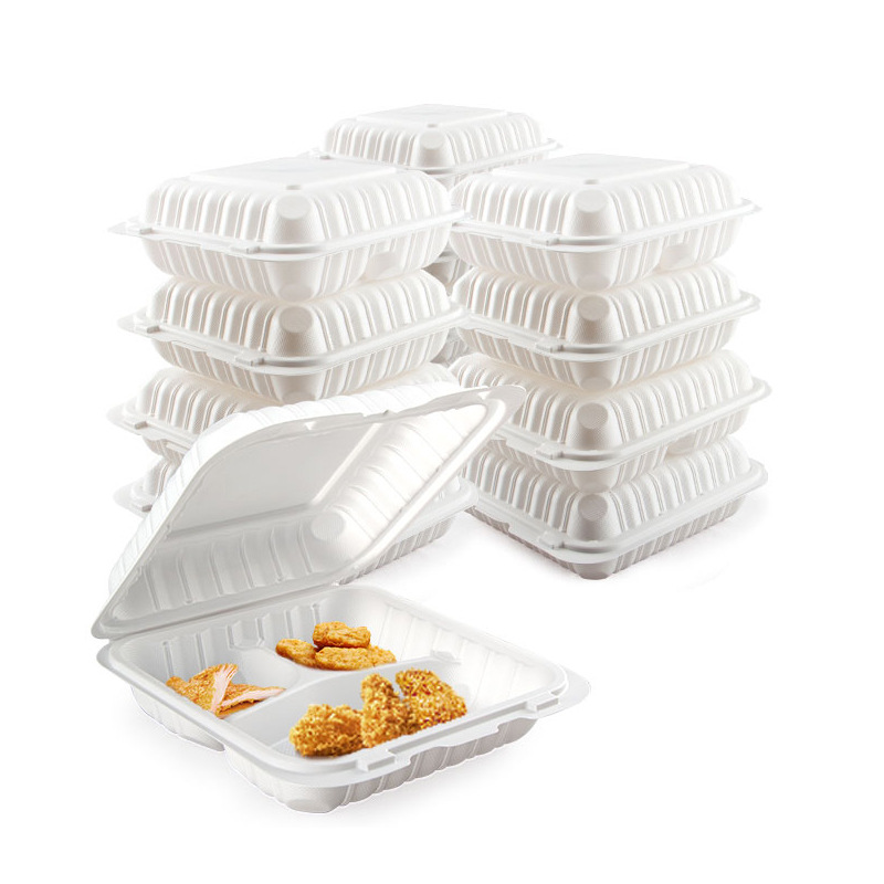 洋瑞一次性餐盒 外卖打包盒三格饭盒方形黑白色汉堡盒pp盒批发