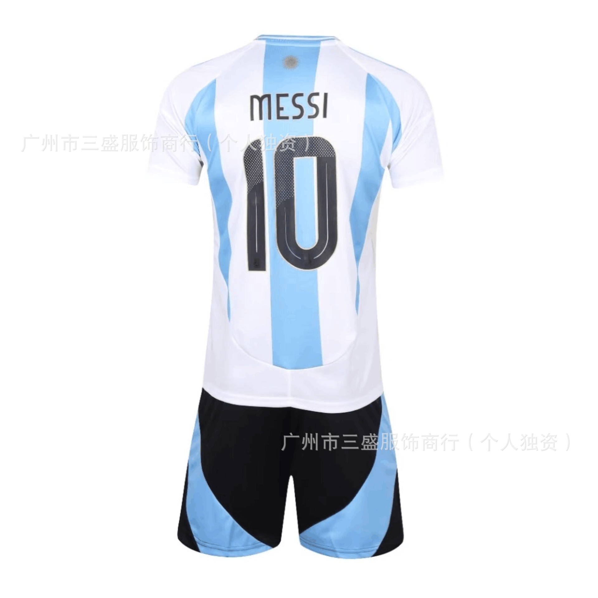 批发2425阿根廷迈阿密主客场梅西10号儿童成人足球服比赛训练球衣