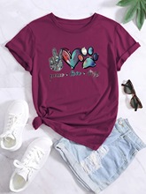 Peace Love Dogs_ Cute Letter Print Graphic T-Shirt
