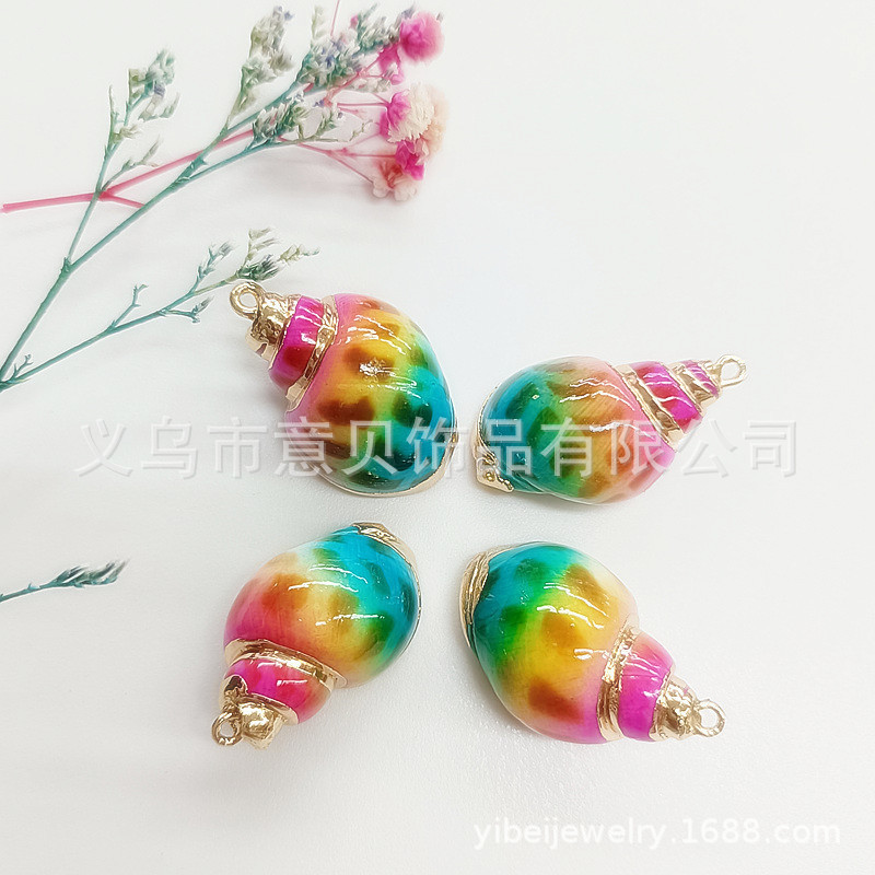 Colorful Golden Edge Electroplating Dongfeng Snail Diy Handmade Pendant Necklace Bracelet Clothing Bag Mobile Phone Pendant Material