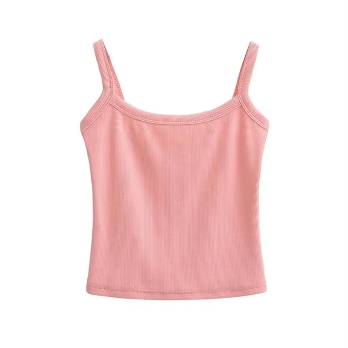 多巴胺粉色吊带小背心女夏季纯欲性感辣妹内搭露背短款修身上衣