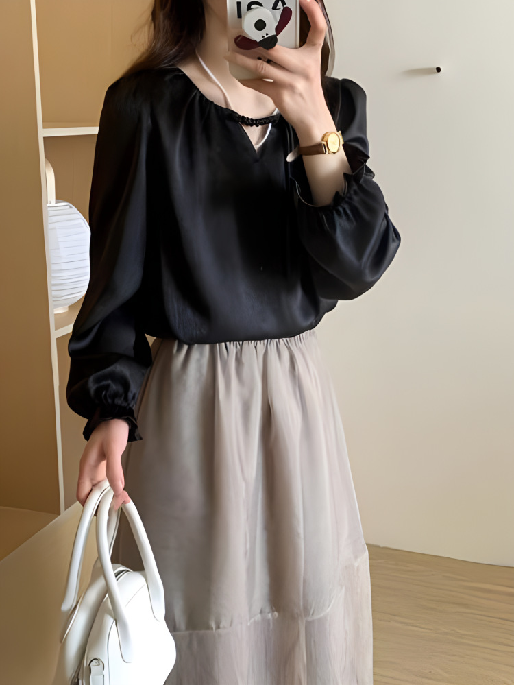 g342-ep12029精品女装珠光缎面国风盘扣小衫上衣尺码第二张-阿里巴巴