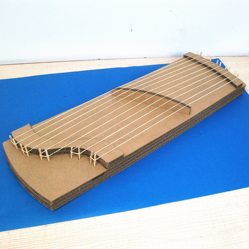 纸板diy古筝废物利用环保手工制作音乐玩教具幼儿园变废为宝成品