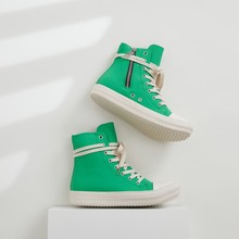 23新款欧洲站高帮鞋女跨境情侣绿色板鞋欧美外贸鞋嘻哈街头舞鞋酷