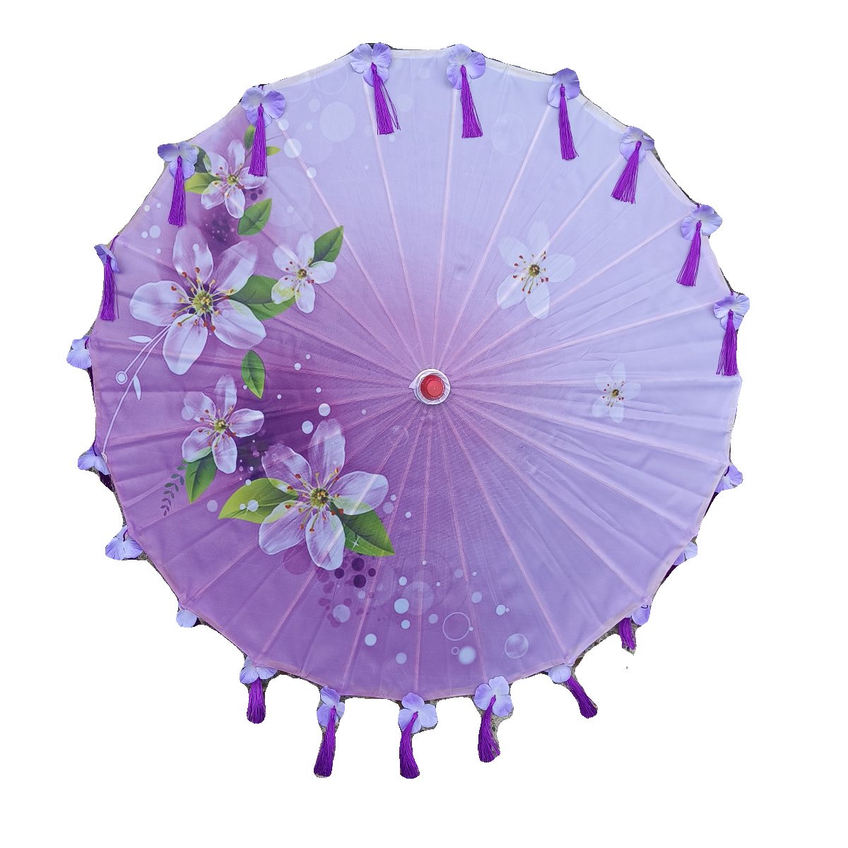 古风花瓣流苏伞绸布伞走秀演出伞拍照汉服伞道具舞蹈伞古典油纸伞