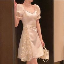 2024新款法式高级感白色公主裙小个子气质绝美显瘦连衣裙子夏季女