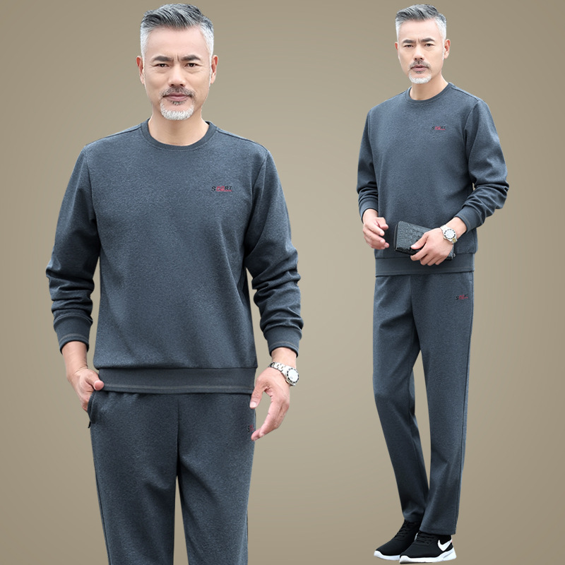 中老年运动套装男春秋季2022新款中年爸爸休闲装运动服男士两件套