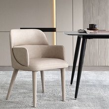 设计师意式极简复古餐椅 现代简约真皮休闲椅高靠背双扶手书桌椅