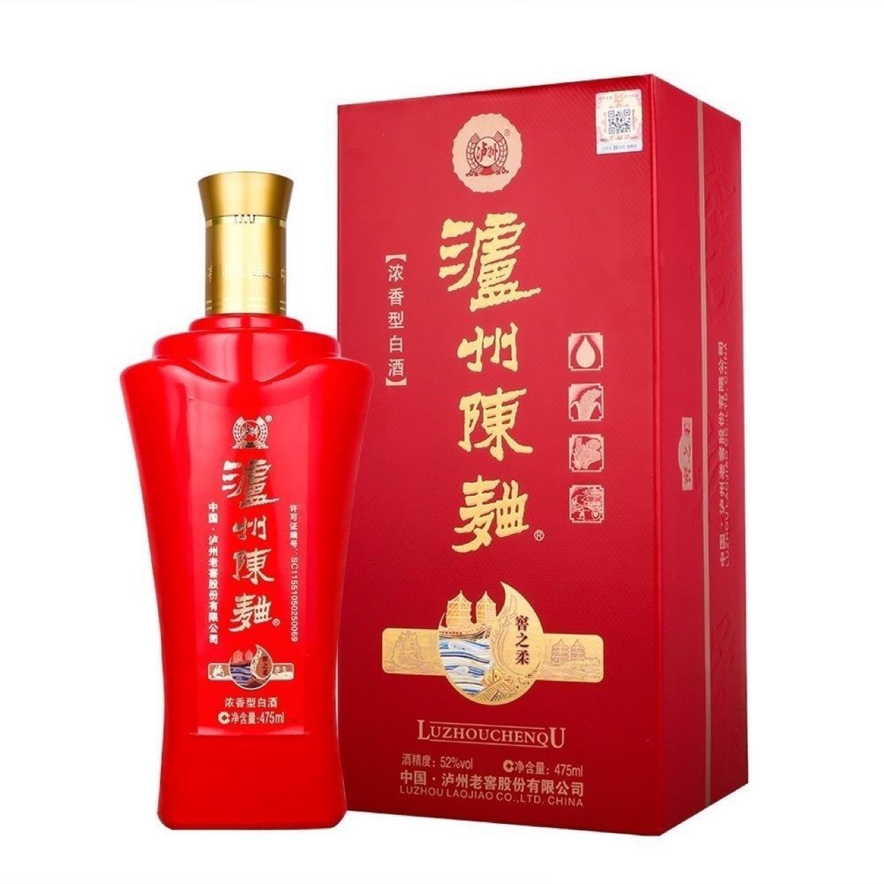 泸州陈曲窖之柔52度浓香型475 毫升 6瓶装 白酒批发