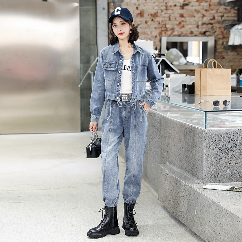 休闲牛仔收腰外套图片