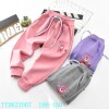 Adidas children Add poil Pink trousers girl Children Korean Edition Cartoon trousers Casual pants keep warm trousers