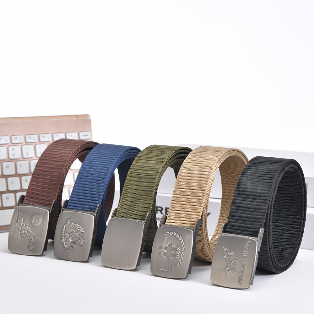 地摊夜市男士加厚编织帆布腰带 时尚休闲户外战术拉丝压扣裤布带