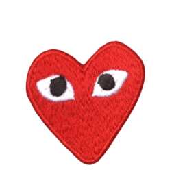红色黑色日本川久保玲爱心眼睛刺绣布贴补丁贴绣花川久徽章标现货
