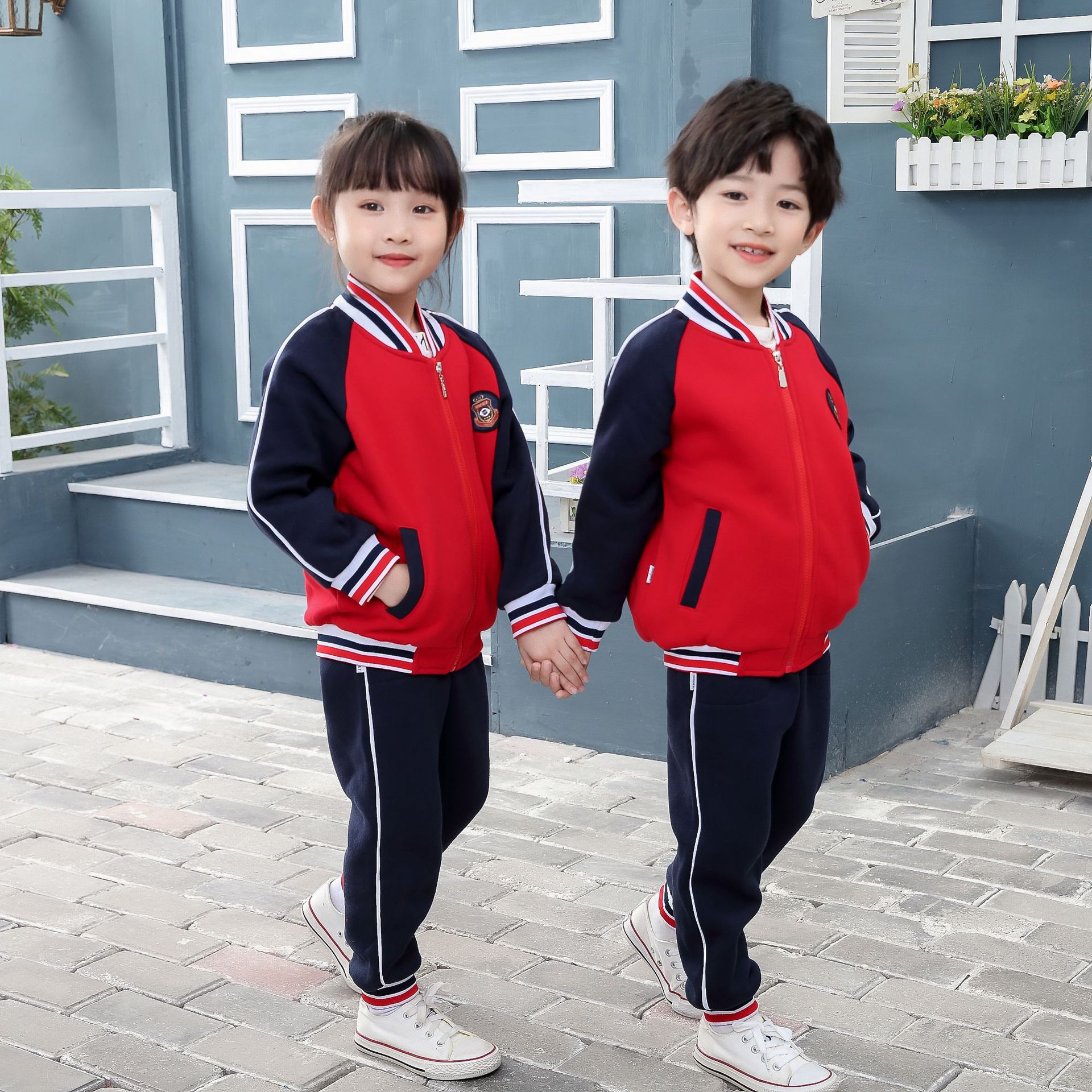 春秋冬装金光绒校服批发幼儿园服套装儿童秋冬季加绒卫衣校服班服