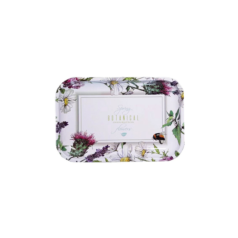 Hz70 Thai Style Storage Tray Deepening Creative Simple Printing Dried Fruit Tray Home Storage Display Plate Tray Tinplate