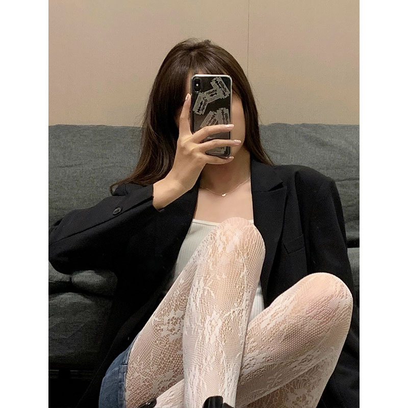 白色丝袜女春夏季时尚佰搭薄款性感网纱蕾丝渔网袜ins潮厂家批发