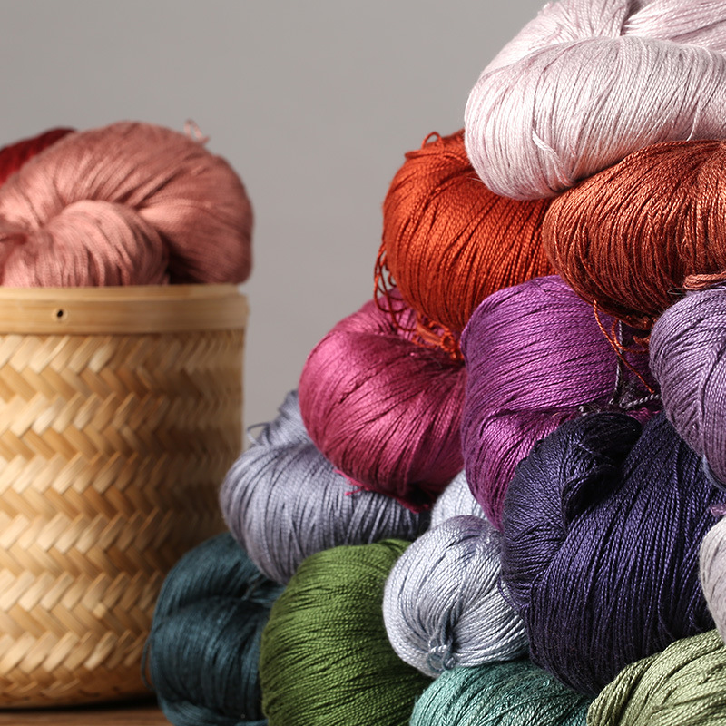 美悠铺 真丝蕾丝线 丝蕾丝 钩针线棒针毛线细毛线5#线钩针编织