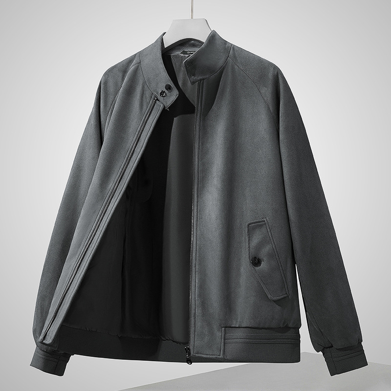Trendy Faux Deerskin Fleece Workwear Coat for Men 2023 Autumn and Winter Light Business Casual Stand Collar Jacket Top 1688