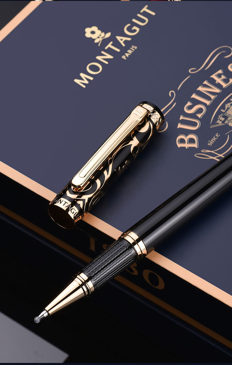 法国梦特娇永恒签字笔礼盒装商务办公男女士用碳素签名笔企业刻字