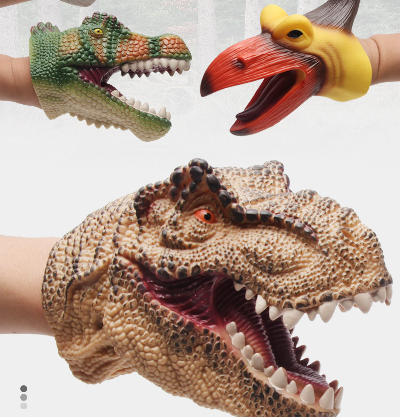 恐龙手偶手套软胶三角龙霸王龙儿童仿真动物模型地摊男孩玩具批发