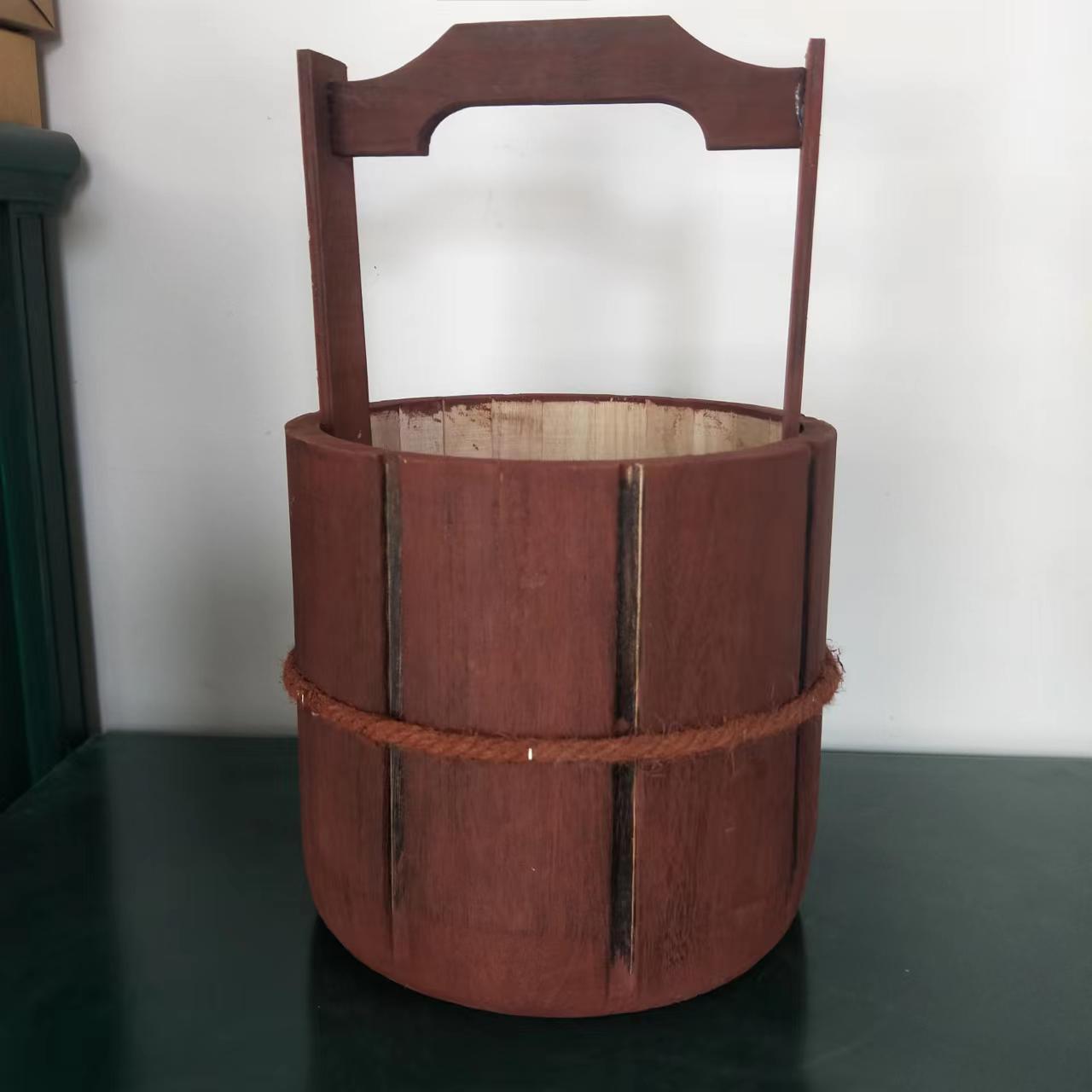 手提木桶六一儿童节表演道具足浴泡脚桶影视摄影道具手提木桶定制