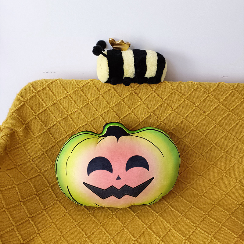 Cross-Border New Arrival Plush Halloween Colorful Pumpkin Pillow Toy Funny Ghost Doll Pillow Decorative Gift