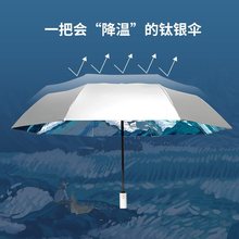 知伞钛银自动遮阳太阳伞五折折叠防晒防紫外线晴雨伞两用女油画伞