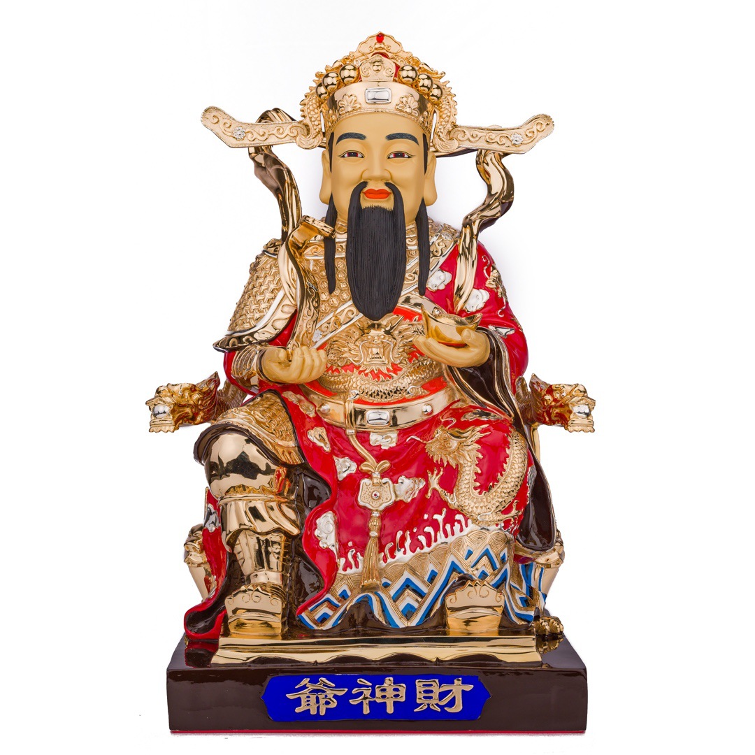 台湾盛凡铜鎏金碌财神神像批发铜摆件家居摆件道教黄铜铜器铜工艺