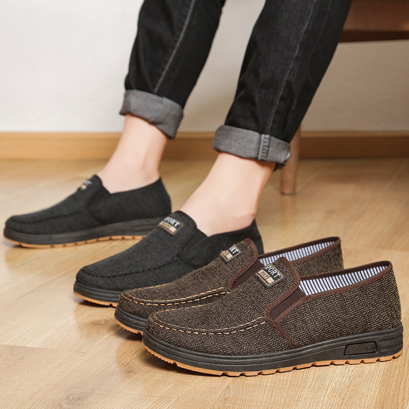 Spring Men's Shoes Casual Shoes TPR-Sole Shoe Soft Bottom Low-Cut Shoes Men's Slip-on Old Beijing Cloth Shoes Wholesale