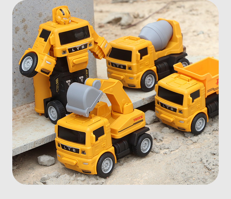 启博星批发零售撞击变形工程车特技旋转搅拌消防车惯性挖掘机玩具