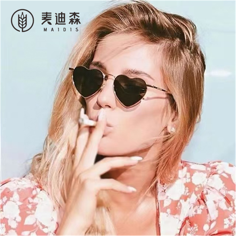 jett 8088 metal retro heart-shaped sunglasses cute heart girlfriends multi-color glasses spring leg polarized sunglasses