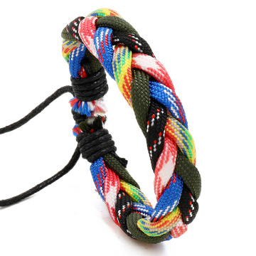 跨境热销手饰简约手工编织伞绳手链波西米亚风彩色编织手绳手环