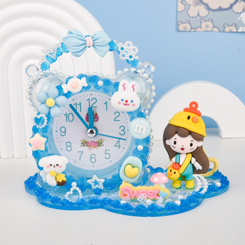 2024 New Year Handmade Diy Cream Glue Small Alarm Clock Creative Educational Toys Homemade Clock Girl Gift