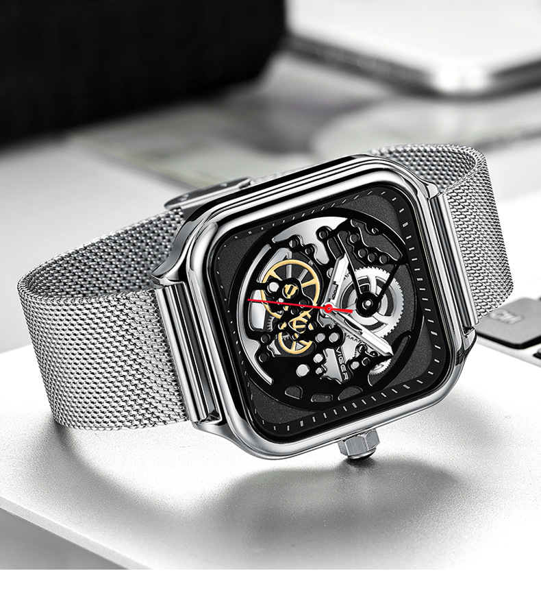 瓦格新品商务男士手表夜光石英腕表时尚镂空表盘男表外贸欧代ce