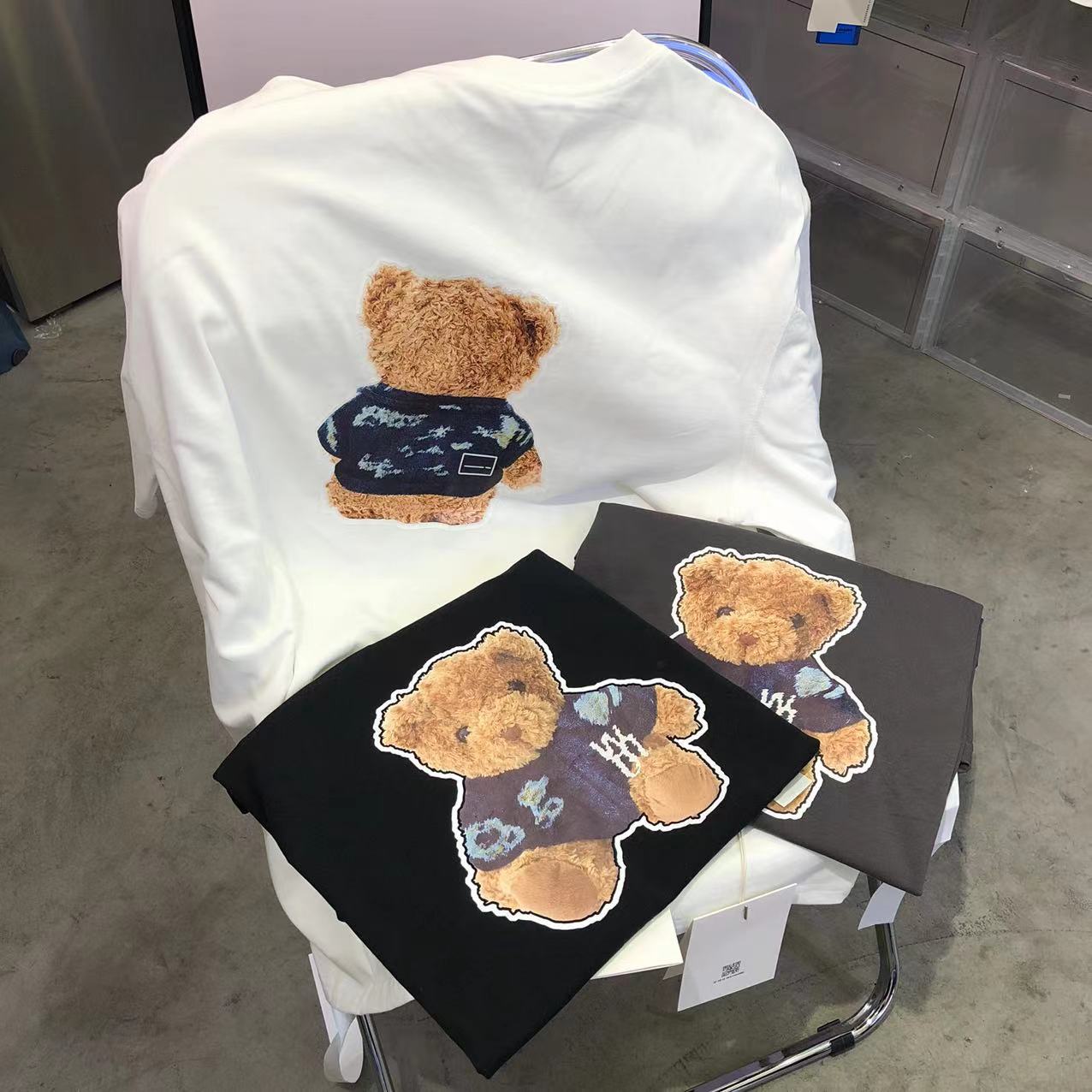 we11done潮牌welldone小熊前后直喷印花短袖男女os宽松百搭情侣t