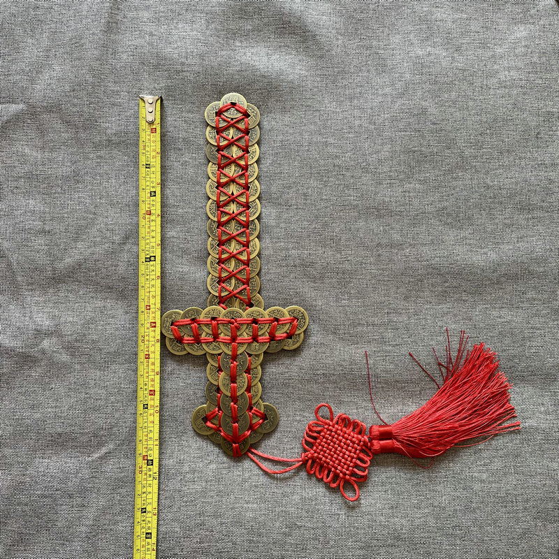 Factory Supply Hand-Woven Copper Coin Sword Decoration Home Crafts Qing Dynasty Five Emperors' Coins Decoration