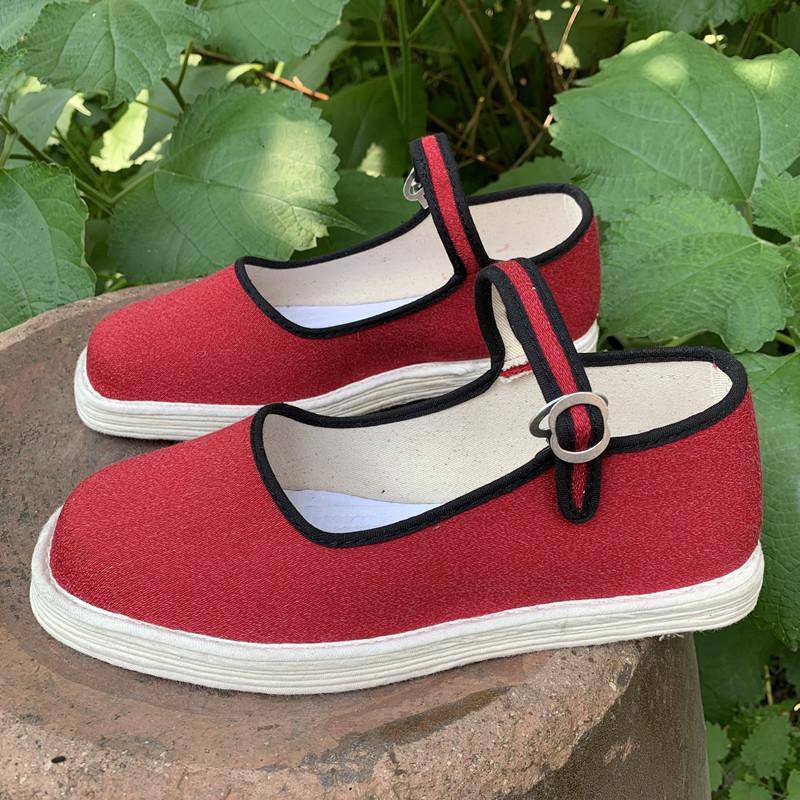 春夏红色布鞋女结婚千层底布鞋平底月子孕妇鞋纯手工老北京布底鞋