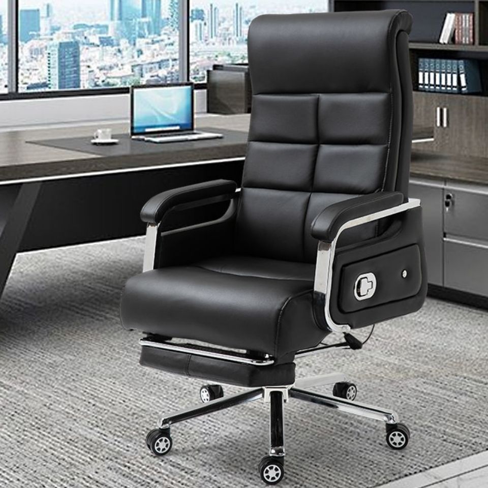 老板椅牛皮办公椅可躺按摩电脑椅家用书房椅旋转办公室座椅大班椅