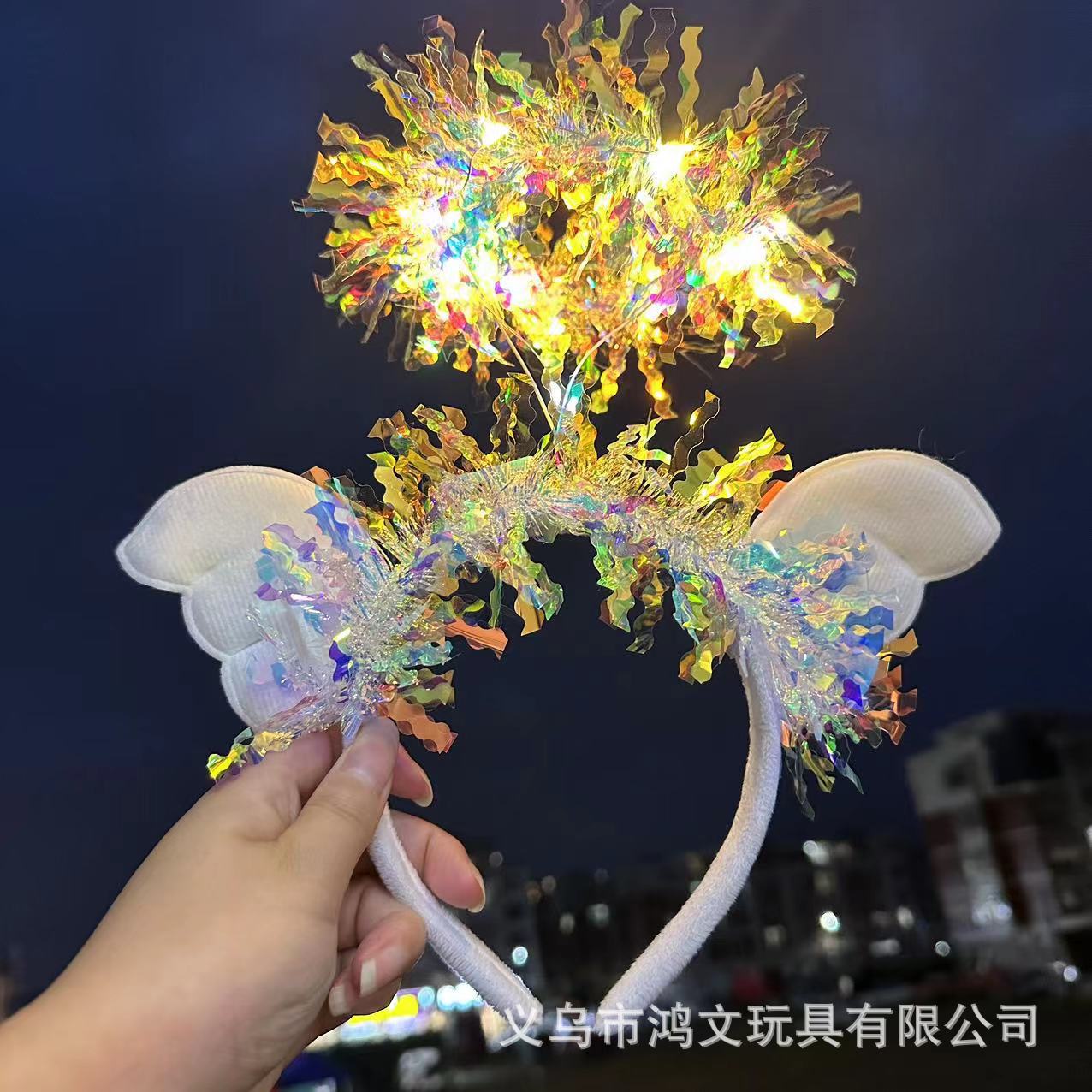 2024 Dragon Year Hot Sale Dragon Horn Festive Lantern Luminous Headband Ball Headdress 14 Lights New Fur Rabbit Ear Toys Wholesale