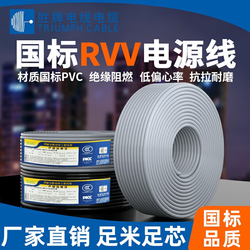 胜牌l53RVV国标护套线0.75 1.5 6 4平方电线电缆家用铜芯铜线多芯