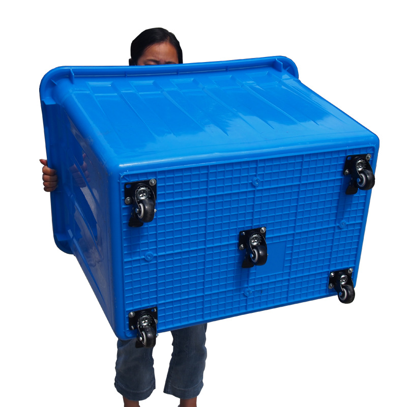 带轮子塑料周转箱长方形加厚服装厂手推车周转筐快递送货框大水箱