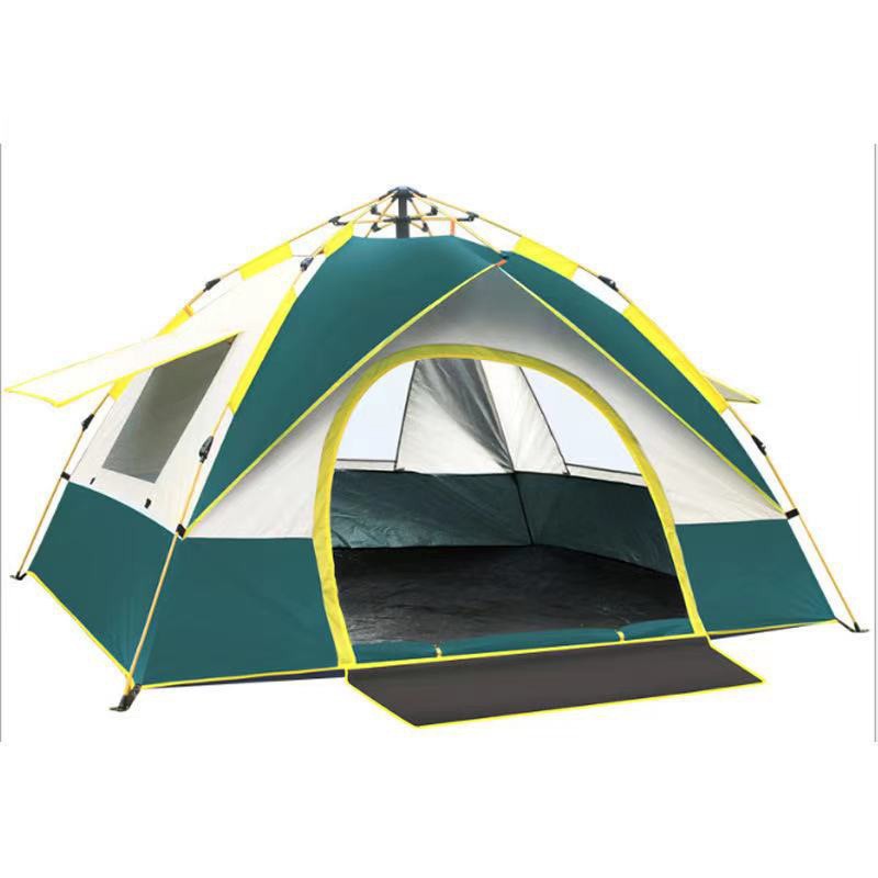 Easy-to-Put-up Tent Outdoor 3-4 People Camping Picnic Double-Layer Thickened Building-Free Portable Folding Sun Protection Rain Proof Equipment