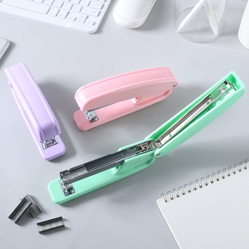 Cross-Border Direct Supply No. 12 Labor-Saving Binding Stapler Macaron Color Large Stapler Wholesale Office Desktop Universal