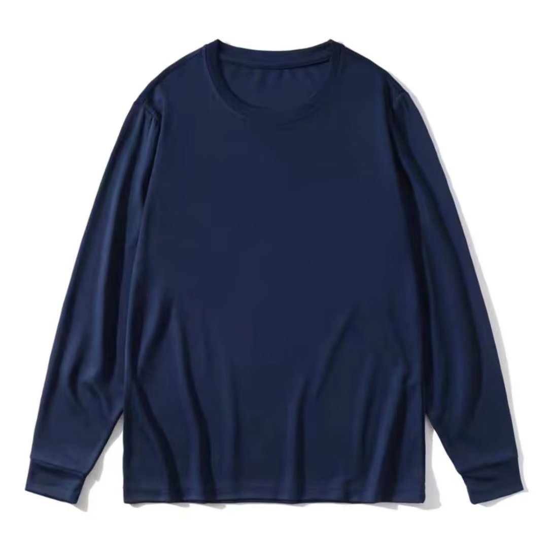 in stock cotton men‘s long-sleeved t-shirt 2024 spring loose t-shirt solid color hoodie bottoming shirt autumn clothes men‘s top clothes